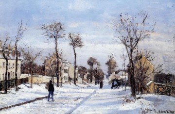  louveciennes Painting - street in the snow louveciennes Camille Pissarro